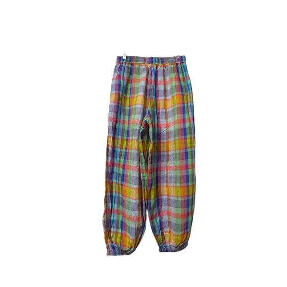 Free People Ticket To Paradise Multicolor Plaid Balloon Beach Pants - Picture 11 of 14